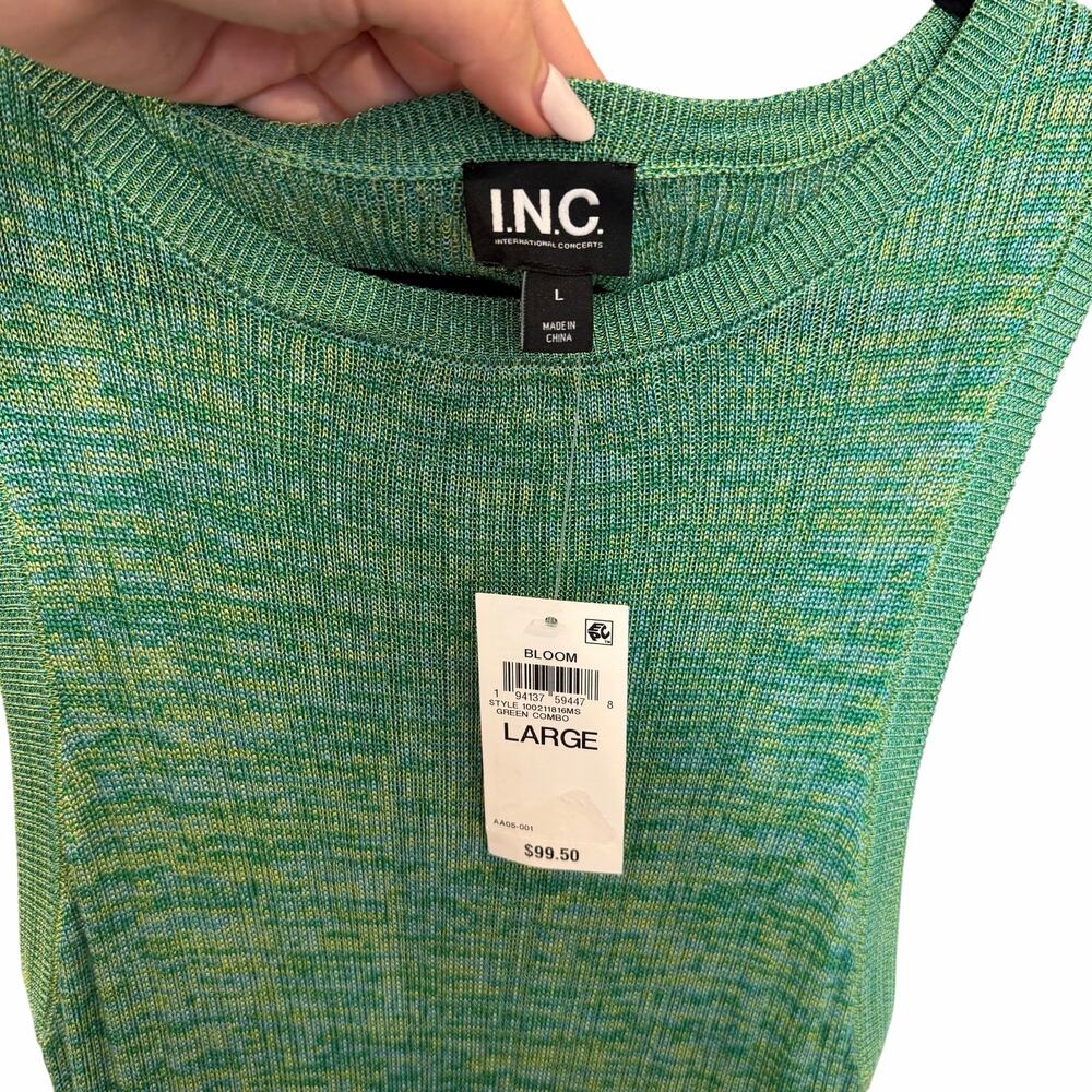 INC Space Dye Knit Maxi Dress Sleeveless Side Slit Resort Vacation Large NWT - Picture 5 of 7